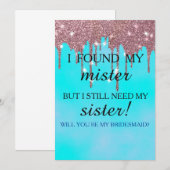 Wil je mijn bruidsmeisje zijn? Rose Gold Dripping  Kaart (Voorkant / Achterkant)