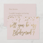 Wil je mijn bruidsmeisje zijn Roze Goud Typografie Kaart (Voorkant / Achterkant)