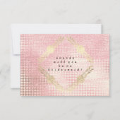 Wil je mijn bruidsmeisje zijn Roze roos Metallic g Kaart (Voorkant)