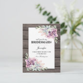 Wil je mijn bruidsmeisje zijn? | Rustic Succulente Kaart (Staand voorkant)