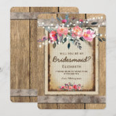 Wil je mijn bruidsmeisje zijn? | Rustiek Land Bloe Kaart (Voorkant / Achterkant)