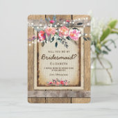 Wil je mijn bruidsmeisje zijn? | Rustiek Land Bloe Kaart (Staand voorkant)