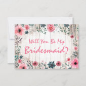 Wil je mijn bruidsmeisje zijn? Rustieke bloemenbru Kaart (Voorkant)