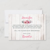 Wil je mijn bruidsmeisje zijn? Rustieke bloemenbru Kaart (Achterkant)