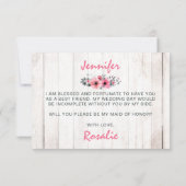 Wil je mijn bruidsmeisje zijn, rustieke bloemenbru kaart (Achterkant)