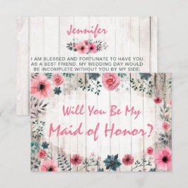 Wil je mijn bruidsmeisje zijn, rustieke bloemenbru kaart
