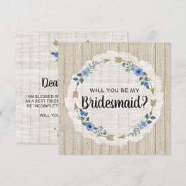 Wil je mijn bruidsmeisje zijn Rustieke Boho Pijlen Kaart