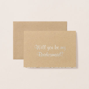 Wil je mijn bruidsmeisje zijn? rustieke kant folie kaarten