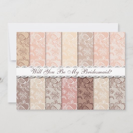 Wil je mijn bruidsmeisje zijn? rustieke kant kaart (Voorkant)