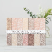 Wil je mijn bruidsmeisje zijn? rustieke kant kaart (Staand voorkant)