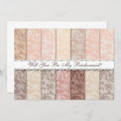 Wil je mijn bruidsmeisje zijn? rustieke kant kaart (Voorkant / Achterkant)