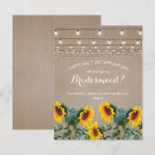Wil je mijn bruidsmeisje zijn | Rustieke zonnebloe Kaart (Voorkant / Achterkant)