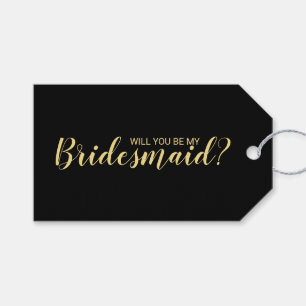 Wil je mijn bruidsmeisje zijn? Script Zwart en Gou Cadeaulabel