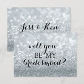 Wil je mijn bruidsmeisje zijn - Silver Glitter Fab Kaart (Voorkant / Achterkant)