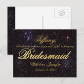 Wil je mijn bruidsmeisje zijn? Sterrennacht Uitnodiging Briefkaart (Voorkant / Achterkant)