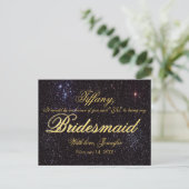 Wil je mijn bruidsmeisje zijn? Sterrennacht Uitnodiging Briefkaart (Staand voorkant)