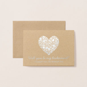 Wil je mijn bruidsmeisje zijn? trendy hart folie kaarten