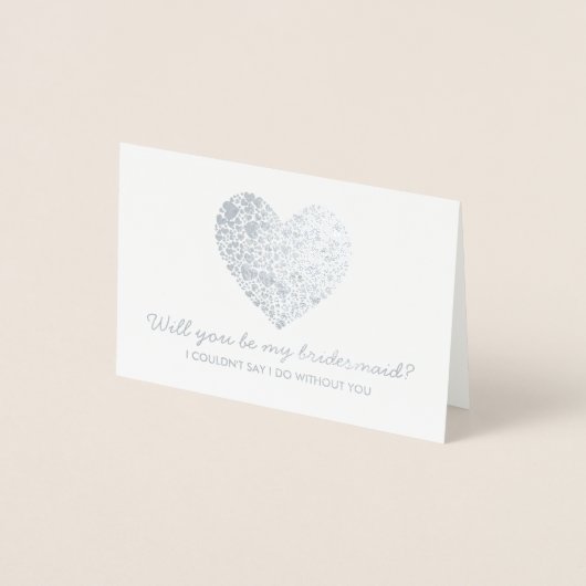 Wil je mijn bruidsmeisje zijn? trendy hart folie kaarten (Voorkant)