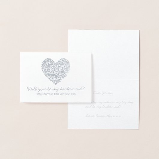 Wil je mijn bruidsmeisje zijn? trendy hart folie kaarten (Display)