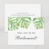 Wil je mijn bruidsmeisje zijn. Tropische zomer bru Kaart (Voorkant / Achterkant)