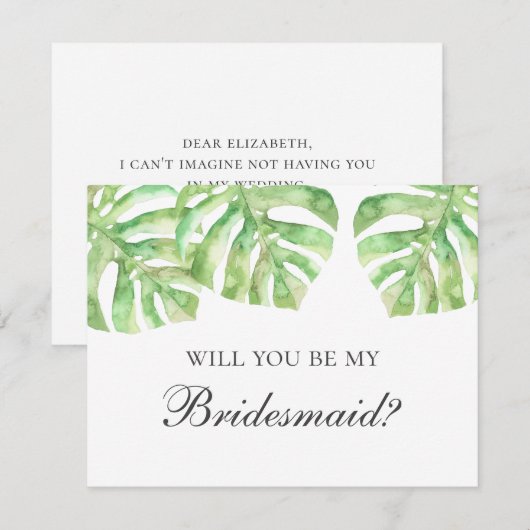 Wil je mijn bruidsmeisje zijn. Tropische zomer bru Kaart (Voorkant / Achterkant)