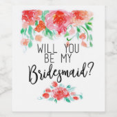 Wil je mijn bruidsmeisje zijn? Trouwcadeautje Wijn Etiket (Enkel label)