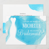 Wil je mijn bruidsmeisje zijn? Trouwjurk Waterverf Kaart (Voorkant / Achterkant)