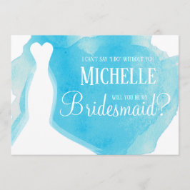 Wil je mijn bruidsmeisje zijn? Trouwjurk Waterverf Kaart