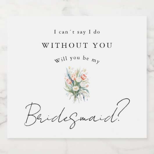 wil je mijn bruidsmeisje zijn tulpen sparkling wijnetiket (Enkel label)