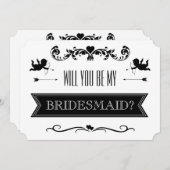 Wil je mijn bruidsmeisje zijn? Typografie Bruiloft Kaart (Voorkant / Achterkant)