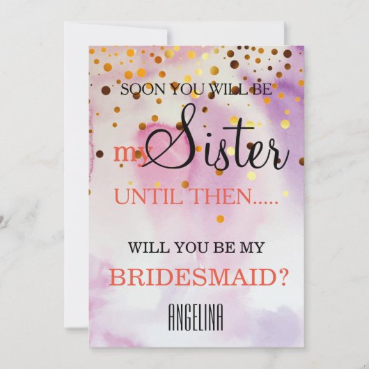 Wil je mijn bruidsmeisje zijn? uitnodiging (Voorkant)