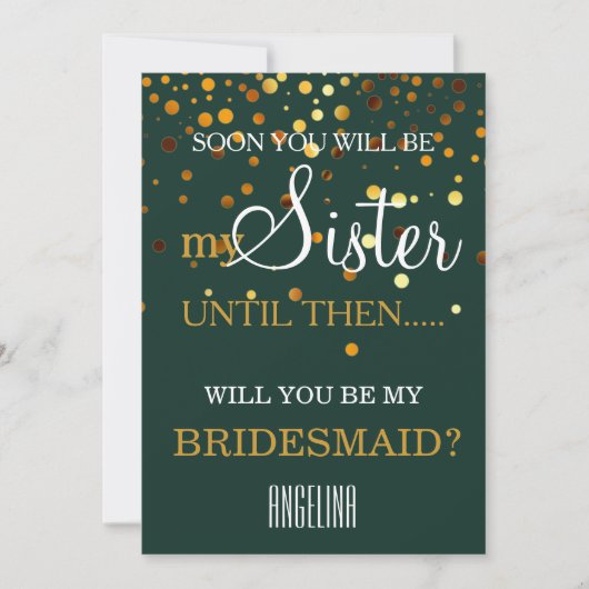 Wil je mijn bruidsmeisje zijn? uitnodiging (Voorkant)
