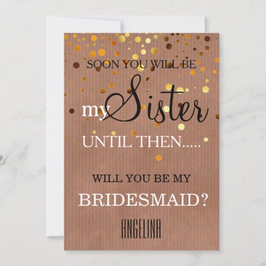 Wil je mijn bruidsmeisje zijn? uitnodiging (Voorkant)