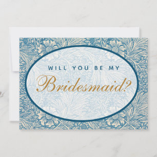 Wil je mijn bruidsmeisje zijn? Uitnodiging Blauwe 