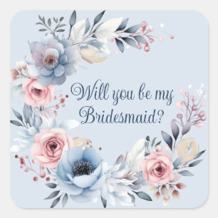 Wil je mijn bruidsmeisje zijn vierkante sticker