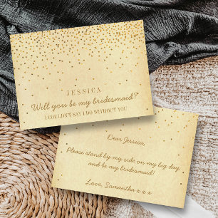 Wil je mijn bruidsmeisje zijn? Vintage gouden conf Kaart