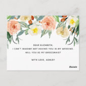 Wil je mijn bruidsmeisje zijn. Waterverf blos Briefkaart (Achterkant)