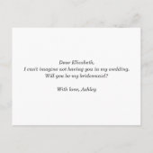 Wil je mijn bruidsmeisje zijn. Waterverf eucalyptu Uitnodiging Briefkaart (Achterkant)