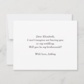 Wil je mijn bruidsmeisje zijn. Waterverf groen Kaart (Achterkant)