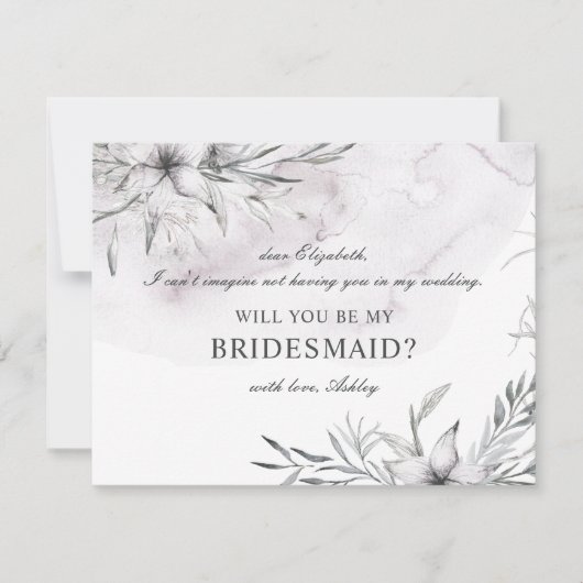 Wil je mijn bruidsmeisje zijn. Waterverf stoffige  Kaart (Voorkant)