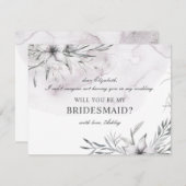 Wil je mijn bruidsmeisje zijn. Waterverf stoffige  Kaart (Voorkant / Achterkant)