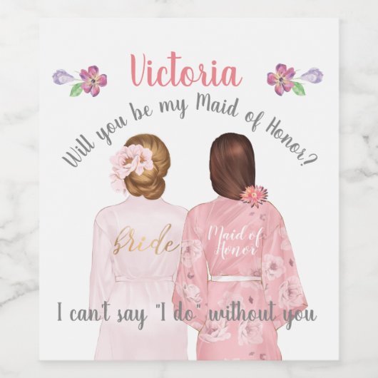 Wil je mijn bruidsmeisje zijn Wijnlabel blond? Wijn Etiket (Enkel label)