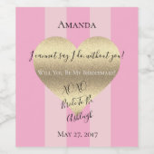 Wil je mijn bruidsmeisje zijn wijnlabels wijn etiket (Enkel label)