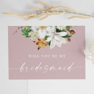 Wil Je Mijn Bruidsmeisje Zijn   Zachte Mauve Roze  Briefkaart