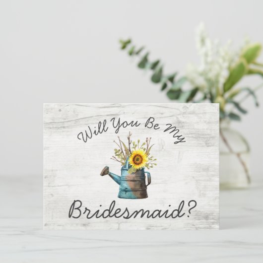 Wil je mijn bruidsmeisje zijn? Zonnebloem & Rustie Kaart (Staand voorkant)