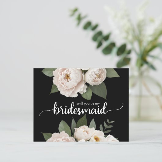 Wil je mijn bruidsmeisje zwart-wit zijn? kaart (Staand voorkant)