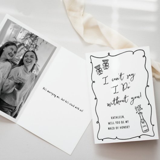 Wil je mijn...Champagne Doodle Bruids Voorstel zij Kaart