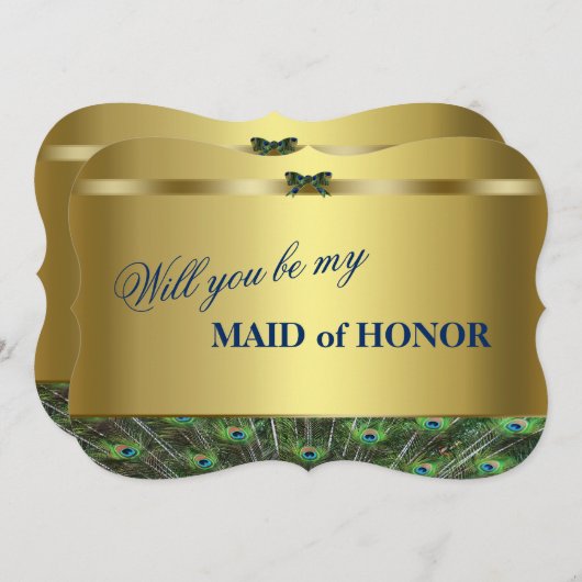 Wil je mijn getuige zijn? Custom Gouden Pauw Kaart (Voorkant / Achterkant)