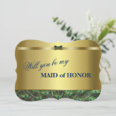 Wil je mijn getuige zijn? Custom Gouden Pauw Kaart (Staand voorkant)