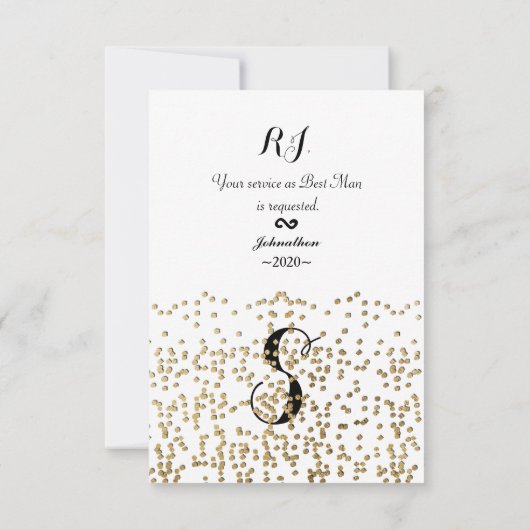 "Wil je mijn getuige zijn?" Nep gouden confetti Kaart (Achterkant)
